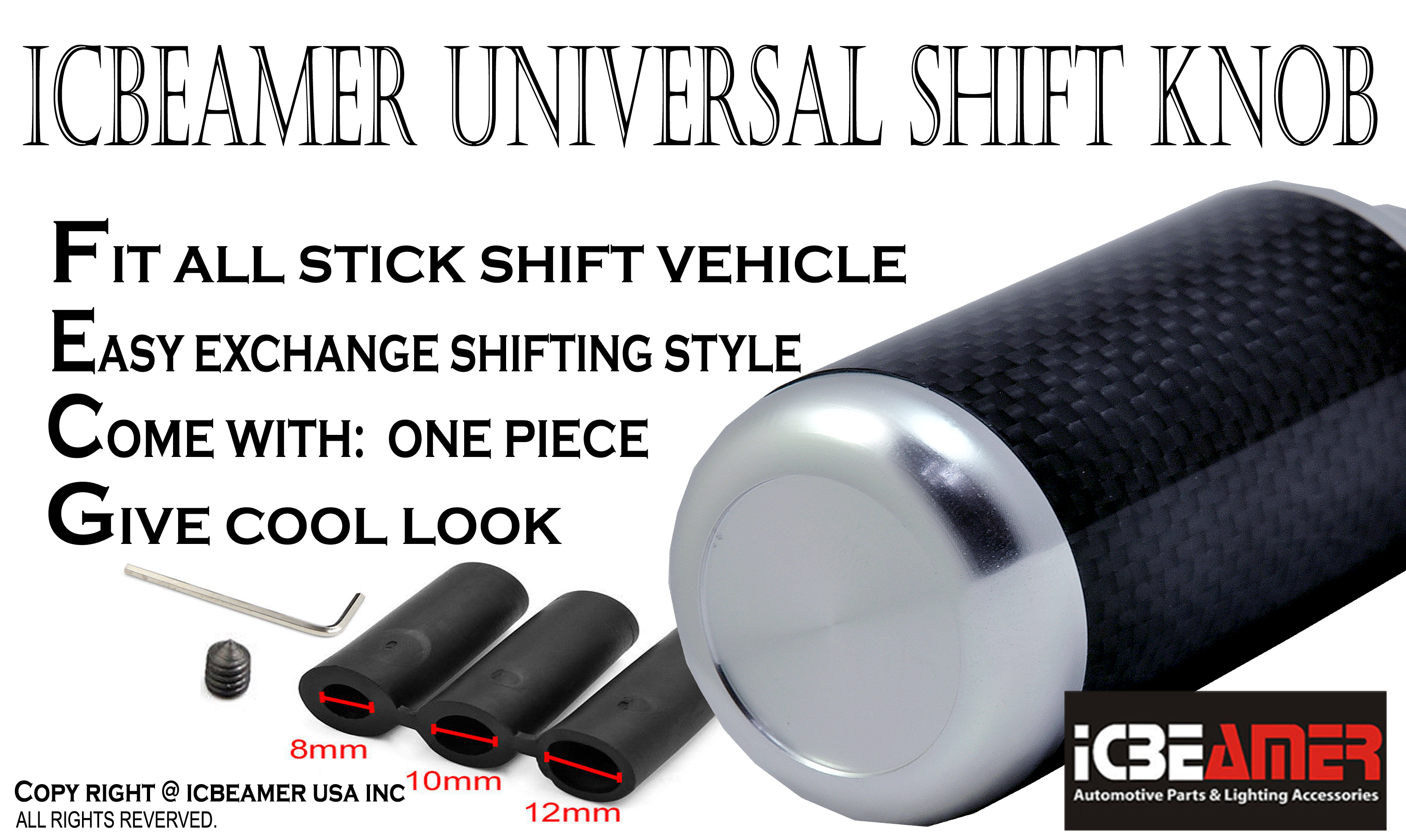 JDM Silver Aluminum w/ Carbon Fiber Manual Gear Stick Shift